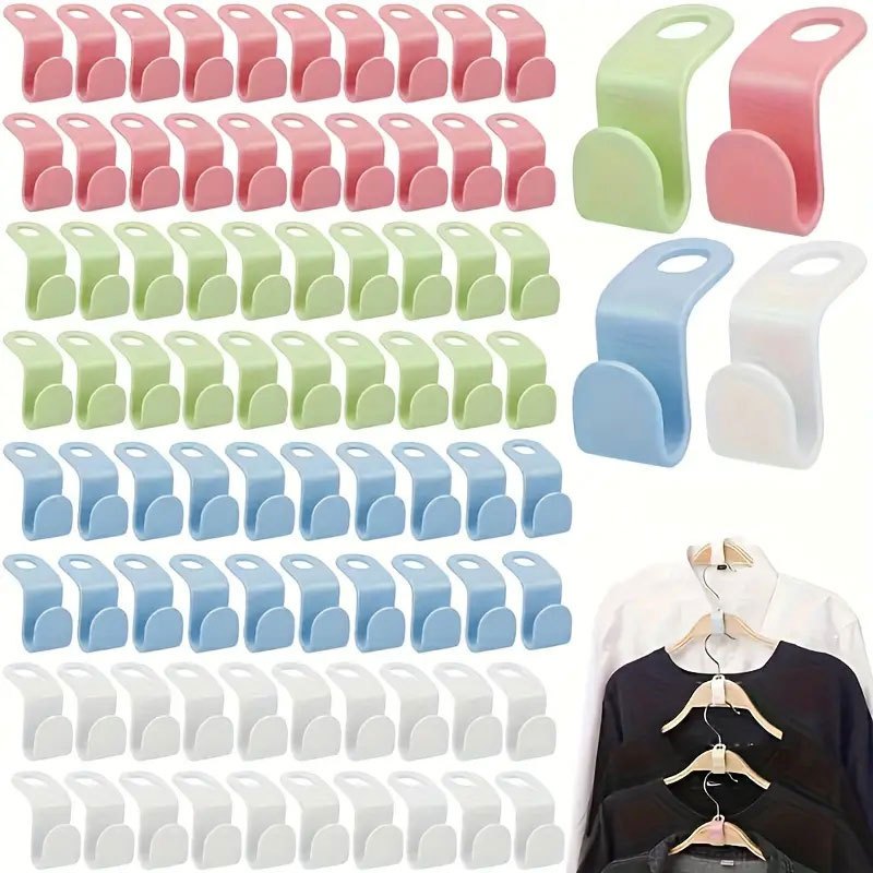 ไม้แขวนเสื้อขนาดเล็กเชื่อมต่อตะของาน Cascading ตู้เสื้อผ้าพลาสติก Coat Organizer Rack Holder ประหยัด