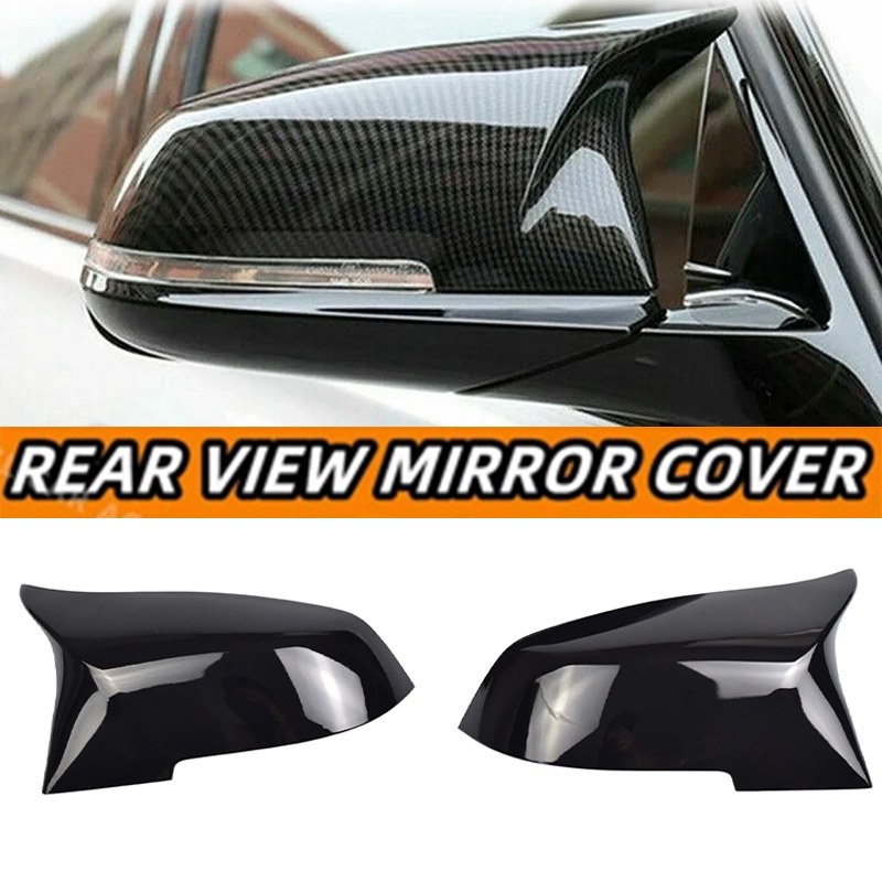 สําหรับ BMW F20 F21 F22 F23 F30 F31 F32 F33 F34 F36 F87 GT กระจกมองข้างด้านหลังดูกระจกหมวกรถประตูด้านข้างกระจกมองหลังฝาครอบเคลือบเงาสีดํา/คาร์บอนไฟเบอร์ดู