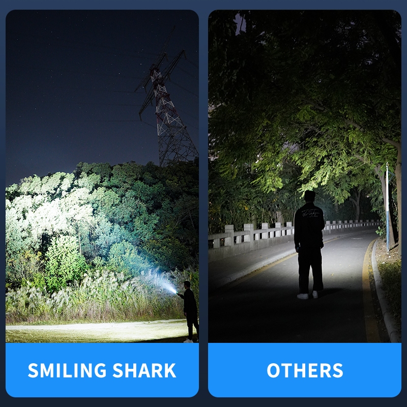 SmilingShark SD5235 ไฟฉาย led 6000lm คบเพลิง ซุปเปอร์ไบรท์ Type-C ชาร์จใหม่ได้ 5โหมด พร้อมไฟแสดงสถานะแบตเตอรี่ กันน้ำสำหรับการผจญภัยเดินป่าตั้งแคมป์กลางแจ้ง - รูปที่ 2