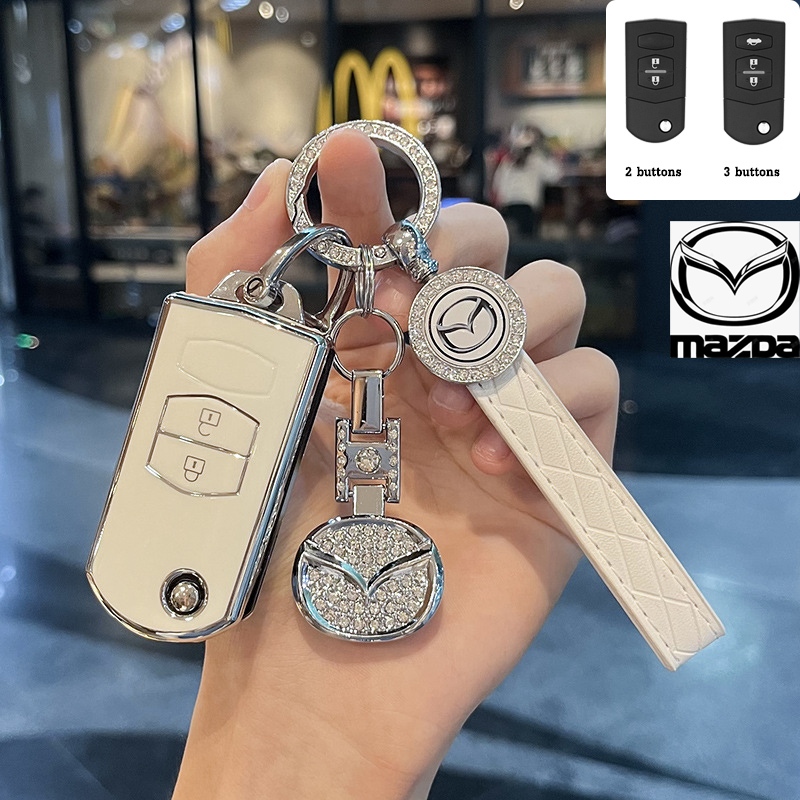 Mazda 2/3 ปุ ่ มฝาครอบกุญแจรถสําหรับ Mazda 2/3/5/6/RX8/MX5/CX3/CX5/CX7 TPU key Case Keyless Smart Entry key