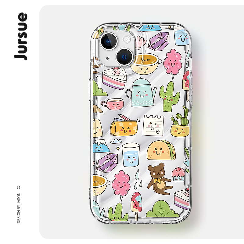 Jursue น่ารักตลกความงามกันกระแทกสําหรับ iPhone 16 15 14 13 12 11 Pro Max SE 2020 X XR XS 8 7 ip Plus H4078Q