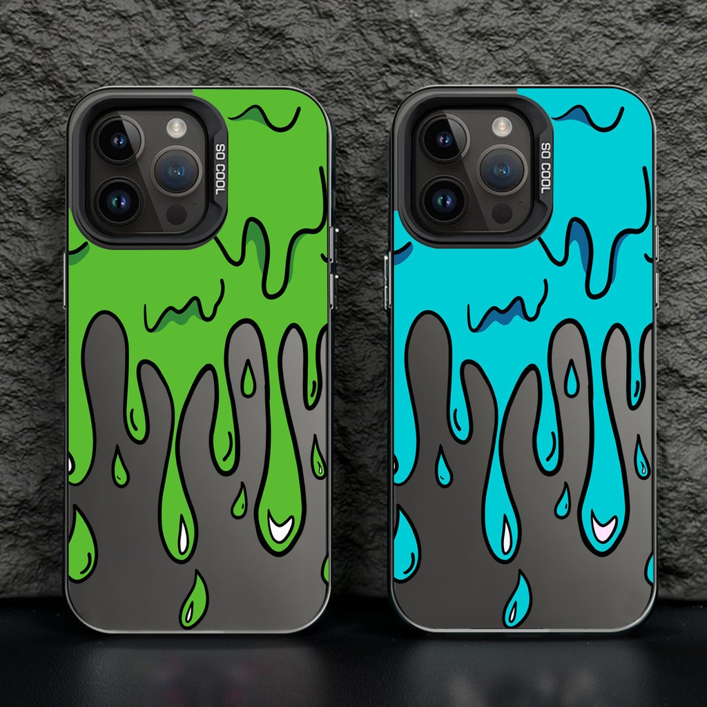 สําหรับ iPhone 15 Pro Max 15 14 13 12 11 Pro Max XR X XS Max 7 8 14 15 Plus SE 2022 ศิลปะสีเขียวสีฟ ้ า Graffiti IMD เคสโทรศัพท ์ กันกระแทกปกแข ็ ง