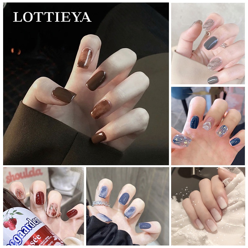 ติดเล็บปลอม เล็บปลอม เล็บเจล เล็บปลอมยาว DIY เล็บปลอมเจล 24 ชิ้น เล็บ ปลอม สวย ๆ วิธี เอา เล็บ ปลอม ออก
