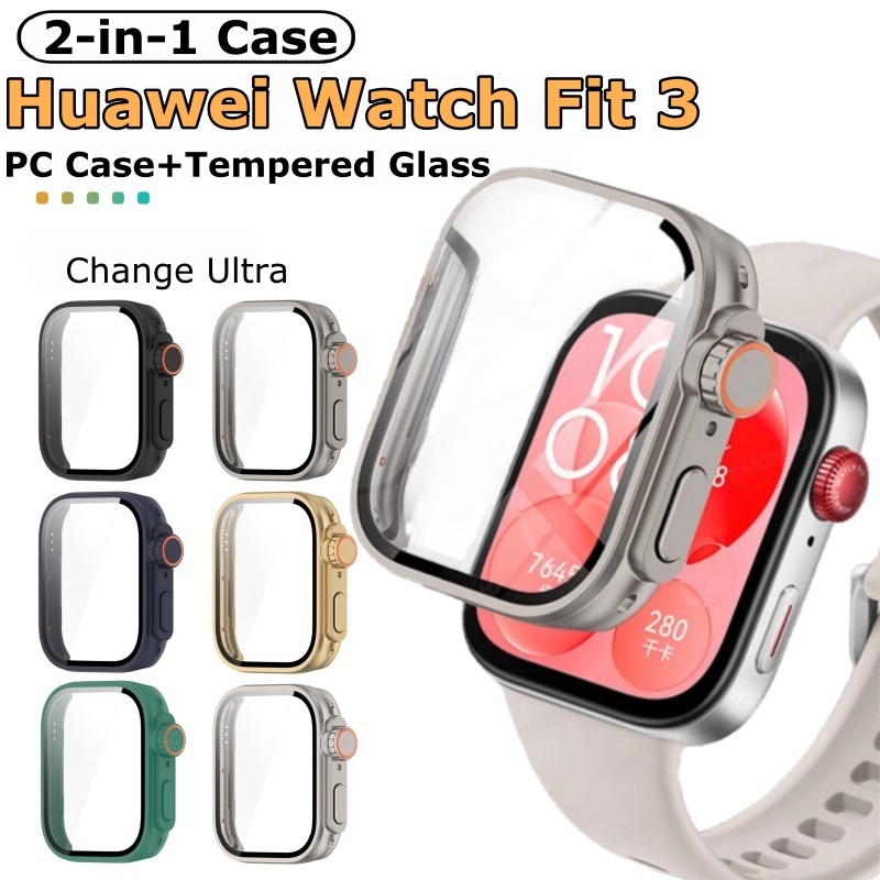 สําหรับ Huawei Watch Fit 4/Fit 4pro/3 กระจกนิรภัยสําหรับ Huawei Watch Fit 4 กรณีสมาร์ทนาฬิกาป้องกันหน้าจอคลุมทั้งหมดกันชนป้องกัน