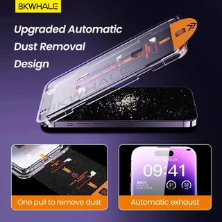 BKWHALE ติดตั้งง่ายกระจกนิรภัยแบบเต็มหน้าจอสําหรับ iPhone 17 Pro Max 11 12 13 14 15 16 Pro Max 17e 16e 16 Plus 17Air X Xs Max XR ความเป็นส่วนตัว / PurpleRay / HD ฟิล์มป้องกัน