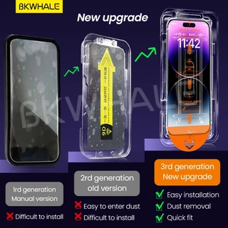 BKWHALE ติดตั้งง่ายกระจกนิรภัยแบบเต็มหน้าจอสําหรับ iPhone 17 Pro Max 11 12 13 14 15 16 Pro Max 17e 16e 16 Plus 17Air X Xs Max XR ความเป็นส่วนตัว / PurpleRay / HD ฟิล์มป้องกัน