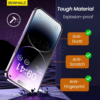 BKWHALE ติดตั้งง่ายกระจกนิรภัยแบบเต็มหน้าจอสําหรับ iPhone 17 Pro Max 11 12 13 14 15 16 Pro Max 17e 16e 16 Plus 17Air X Xs Max XR ความเป็นส่วนตัว / PurpleRay / HD ฟิล์มป้องกัน