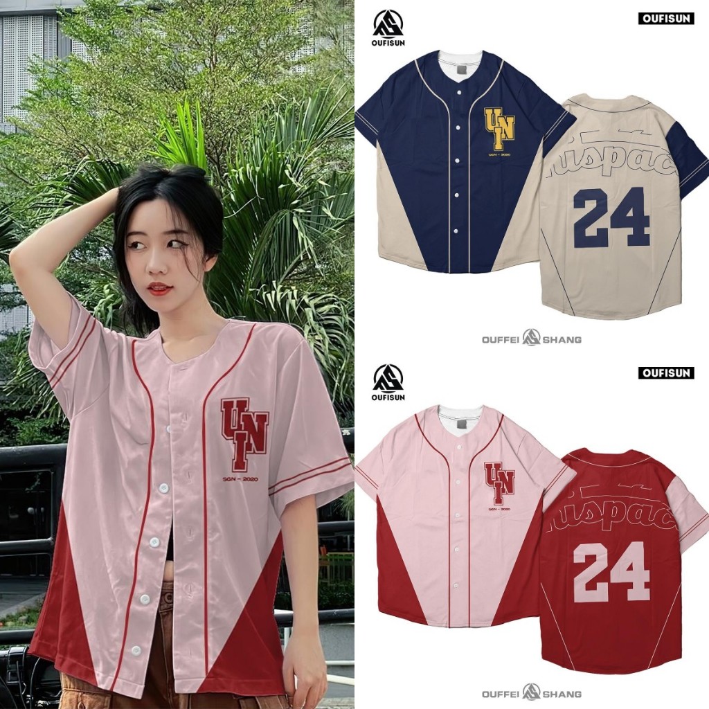 แบรนด์ท้องถิ่น Unsixe Stickball เสื้อเสื้อยืดเสื้อเบสบอลรูปแบบหลวม unisex สําหรับผู้ชายและผู้หญิง Hot Trend 2024