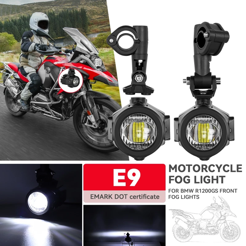 Universal รถจักรยานยนต์ LED ไฟหน้าโปรเจคเตอร์เลนส์ ATV ขับรถโคมไฟหมอกสําหรับ BMW R1250GS ADV F800GS เสริม Spotlight โคมไ