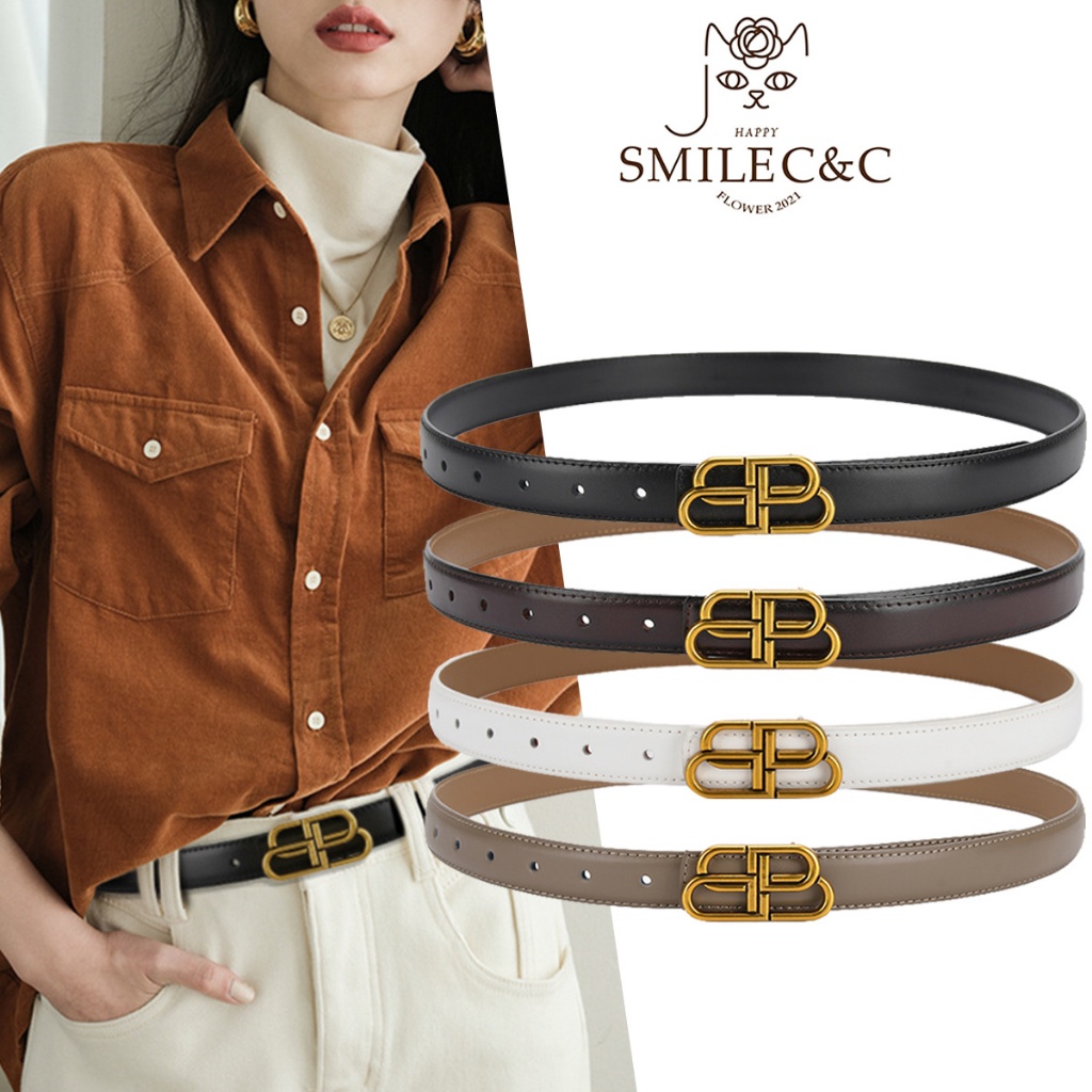 Smilefairycc COD & Ready StockDouble B เข็มขัดผู้หญิง เข็มขัดหนัง PU หัวเข็มขัดล็อคผู้หญิง เข็มขัดยีนส์ด้านข้าง กางเกงยีนส์คุณภาพสูง เข็มขัดหนังผู้หญิง