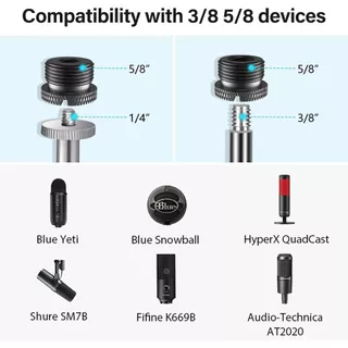 อะแดปเตอร์เกลียว 4 แพ็คอะแดปเตอร์สกรูไมค์สําหรับ PILSAMAS PPL35 Pro Low Profile Mic Arm Boom Arm Mic Stand - 5/8, 3/8, 1/4 ชาย