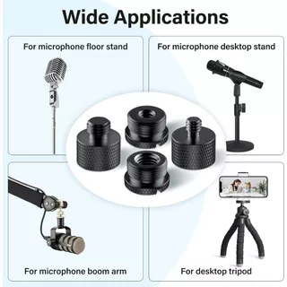 อะแดปเตอร์เกลียว 4 แพ็คอะแดปเตอร์สกรูไมค์สําหรับ PILSAMAS PPL35 Pro Low Profile Mic Arm Boom Arm Mic Stand - 5/8, 3/8, 1/4 ชาย