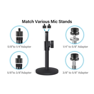 อะแดปเตอร์เกลียว 4 แพ็คอะแดปเตอร์สกรูไมค์สําหรับ PILSAMAS PPL35 Pro Low Profile Mic Arm Boom Arm Mic Stand - 5/8, 3/8, 1/4 ชาย