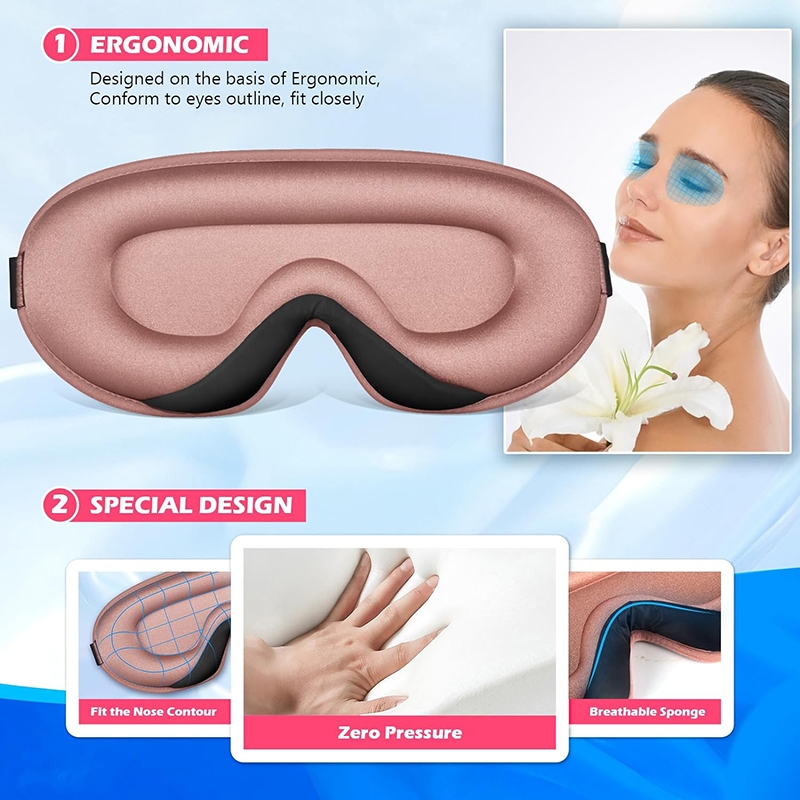 Kiprun 3D Memory Foam Sleep Eye mask, 100% Blackout Sleep mask สําหรับผู้หญิงผู้ชาย, นุ่มและสะดวกสบาย Sleeping mask สําหรับ Light Blocking Eye mask สําหรับ Sleeping