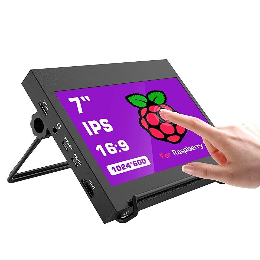 APROTII Raspberry Pi 4 หน้าจอ 7" Raspberry Pi Monitor พร้อมเคส 1024X600 จอแสดงผลหน้าจอสัมผัสแบบ Capa