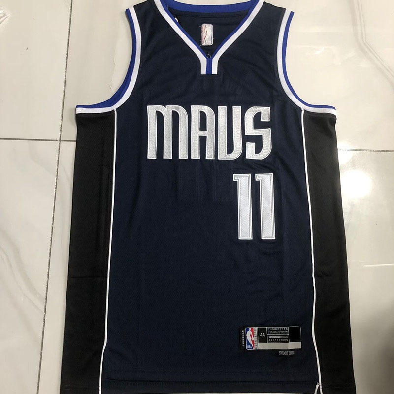 Mens ประณีตเย็บปักถักร้อยเสื้อ 2024 Luka Doncic/Kyrie Irving Dallas Mavericks สีกรมท่าไม้เนื้อแข็งคลาสสิกย์