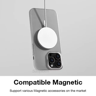 Sanptoch สําหรับ Magnetic Slim Matte Clear เคสโทรศัพท์สําหรับ iPhone 17 / 16 / 15 / 14 / 13 / 12 Pro Max Frosted โปร่งแสง Hard Cover Non-yellowing Light Thin Protection Casing