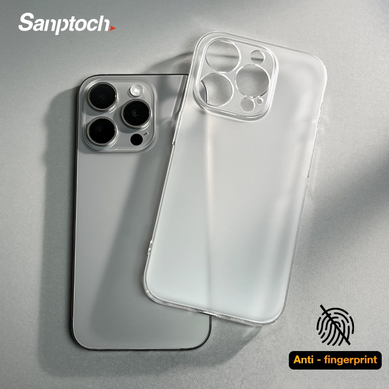 Non-YellowingSantuch Ultra Slim Matte Clearเคสโทรศัพท์สําหรับiPhone 15 / 14 / 13 Pro Max Lightฝาครอบกระจกโปร่งแสงสําหรับiPhone 15 Pro Maxกันกระแทกปลอกป้องกันลายนิ้วมือ