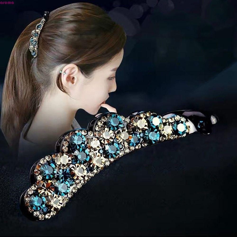 กิ๊บติดผม AROMA Banana Clip Hair Claw Elegant Vertical Clip For Girl Diamond สําหรับผู้หญิงสไตล์เกาหลี