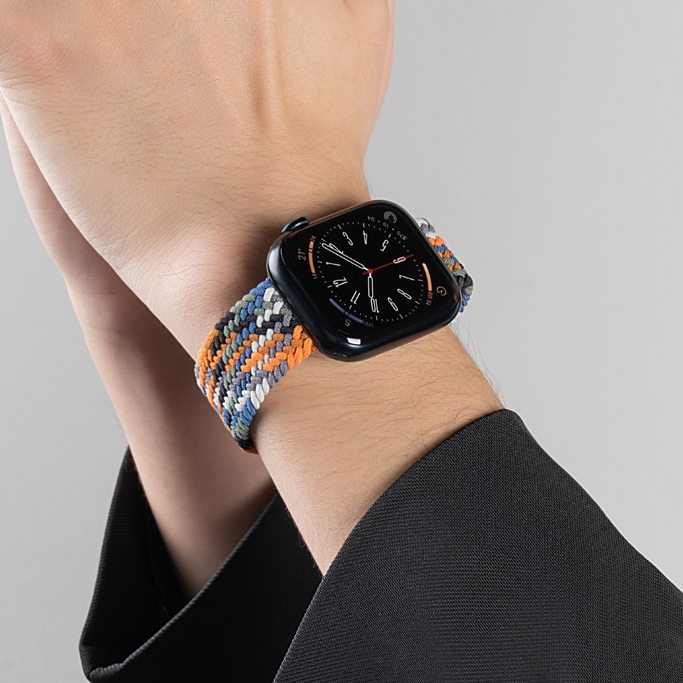 ไนลอนถักห ่ วงโลหะหัวเข ็ มขัดแม ่ เหล ็ กสําหรับ Apple Watch Series 10 / 9 / 8 / 7 / 6 / 5 /SE / 4 / 3 / 2 / Ultra 2 41 มม.49 มม.45 มม.44 มม.42 มม.40 มม.38 มม.46 มม