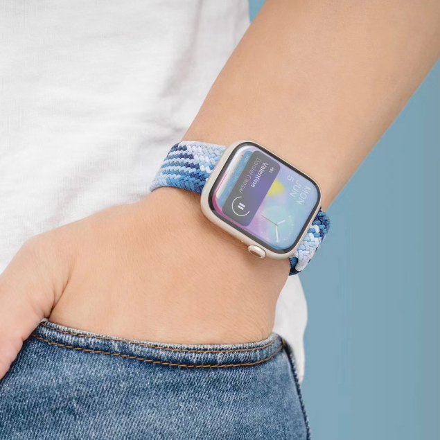 ไนลอนถักห ่ วงโลหะหัวเข ็ มขัดแม ่ เหล ็ กสําหรับ Apple Watch Series 10 / 9 / 8 / 7 / 6 / 5 /SE / 4 / 3 / 2 / Ultra 2 41 มม.49 มม.45 มม.44 มม.42 มม.40 มม.38 มม.46 มม