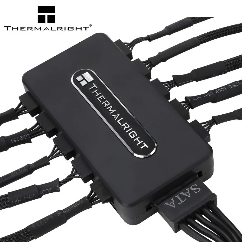 Thermalright PWM Fan Hub ARGB Hub 10-Port 4 Pin PC Fan Controller 12V Fan Hub, Strong Paste แม่เหล็กดูด SATA สายไฟอินพุตโดยตรง