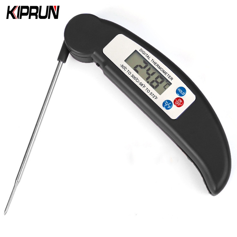 Kiprun Digital Probe เครื่องวัดอุณหภูมิ, อาหารพับได้ BBQ เนื้อเตาอบพับเครื่องวัดอุณหภูมิห้องครัวทําอาหารนมน้ําน้ํามัน Liquid Probe เครื่องมือห้องครัวปิดอัตโนมัติ