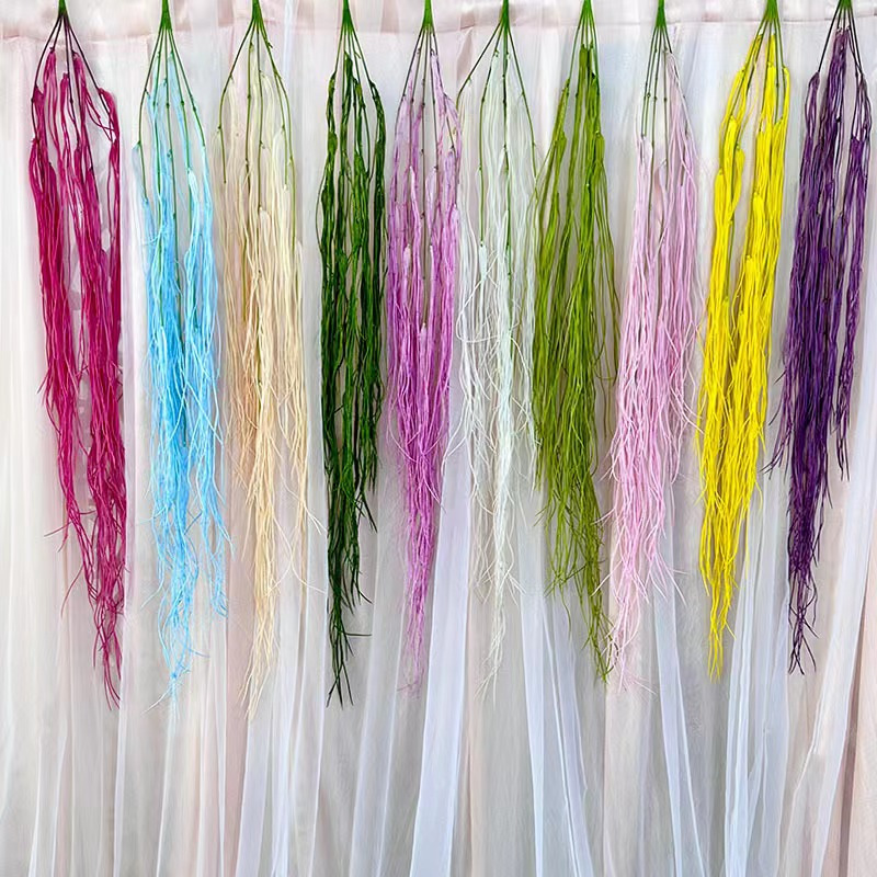 แขวนพืชสีเขียวดอกไม้ประดิษฐ์พันผ้าไหมประดิษฐ์อากาศหญ้าแต่งงานเพดานตกแต่งดอกไม้อุปกรณ์ประกอบฉากดอกไม้ประดิษฐ์