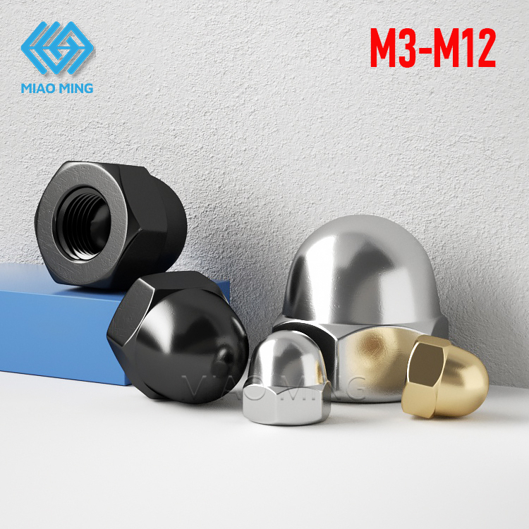 M3 M4 M5 M6 M8 M10 M12 สกรูฝาครอบรถ sudu bulat tebal สแตนเลส 304 ทองแดงพลาสติก acorn วงกลมสกรูหัว bolt และ nut