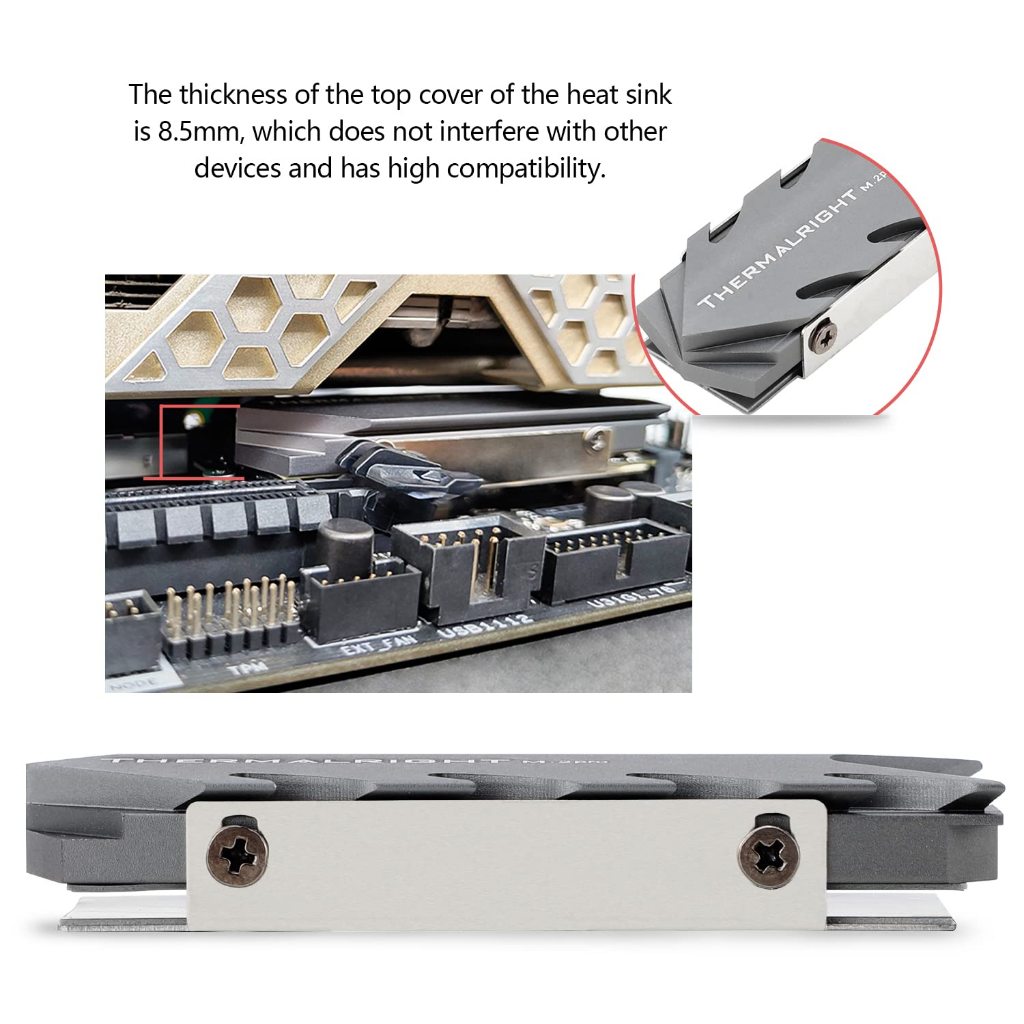 Thermalright M.2 2280 SSD ฮีทซิงค์อลูมิเนียม 8 มม. Heatpipe Cooling ประสิทธิภาพสูง Double Side แผ่นความร้อนสําหรับ M.2 2280 SSD
