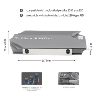 Thermalright M.2 2280 SSD ฮีทซิงค ์ อลูมิเนียมอัลลอยด ์ SSD Solid-state Hard Drive Disk ฮีทซิงค ์ Cooling สําหรับ M.2 2280 Cooler