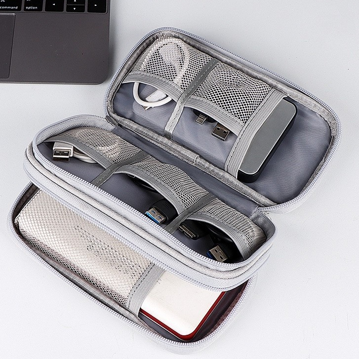 กระเป๋ากันน้ํา Double Layer Organizer สําหรับชาร์จ หูฟัง PowerBank เก็บของเดินทาง
