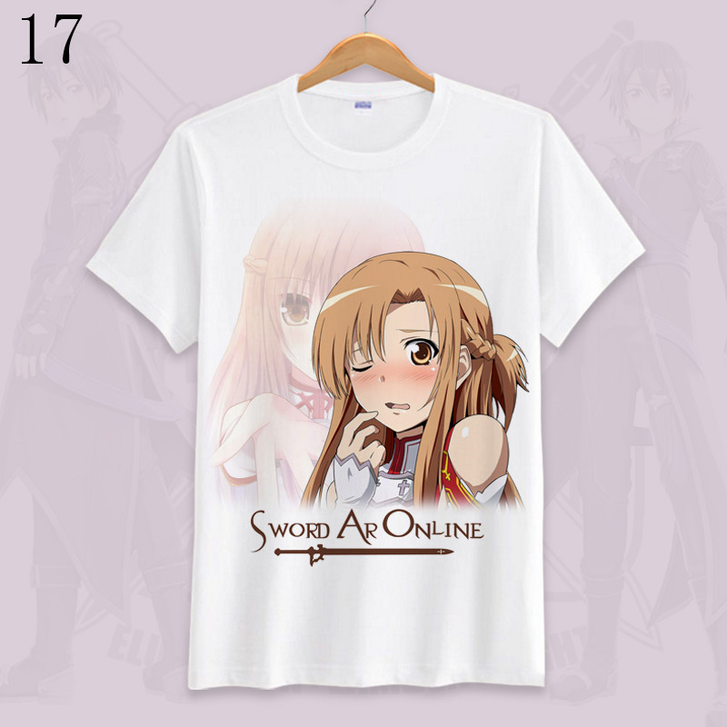 Sword Art Online SAO Yuki Asuna/Yuuki Asuna Kirigaya Kazuto เสื้อยืดแขนสั้นผู้ชาย