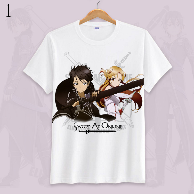 Sword Art Online SAO Yuki Asuna/Yuuki Asuna Kirigaya Kazuto เสื้อยืดแขนสั้นผู้ชาย