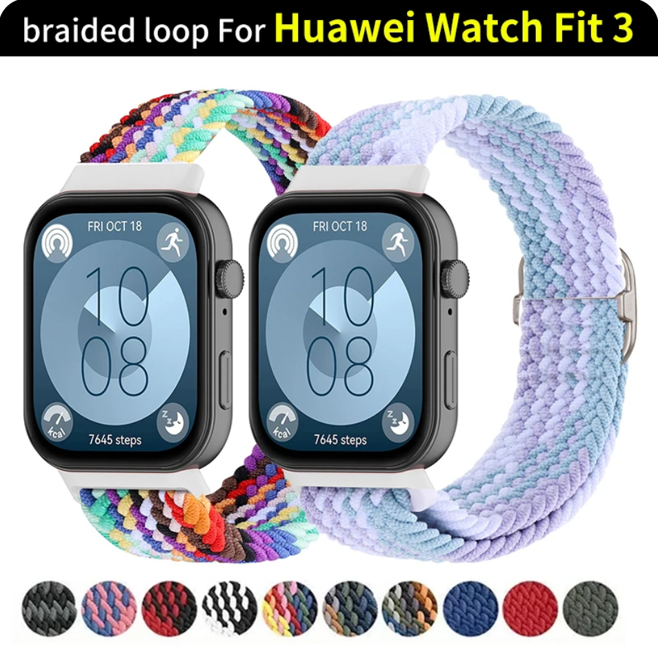 Braided Nylon Loop Strap สาย huawei watch fit 3 Strap สําหรับ Huawei Watch Fit 3 สายกีฬาสายรัดข ้ อมือ Breathable Smartwatch สําหรับ Huawei Watch Fit3 สายรัดข ้ อมือเข ็ มขัด Huawei Fit 3 สายอุปกรณ huawei watch fit 3 สาย