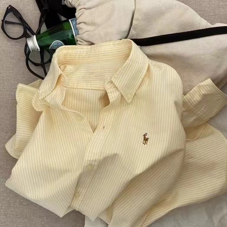 ลายสไตล์เกาหลีผู้หญิงสุภาพสตรีเสื้อเชิ้ตแขนยาวหลวมเสื้อเชิ้ต Baju Wanita Lengan Panjang ใหม่พร้อมสต็อก