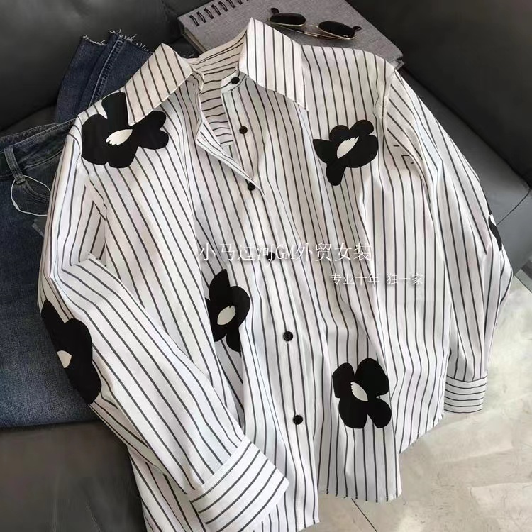 ลายสไตล์เกาหลีผู้หญิงสุภาพสตรีเสื้อเชิ้ตแขนยาวหลวมเสื้อเชิ้ต Baju Wanita Lengan Panjang ใหม่พร้อมสต็อก