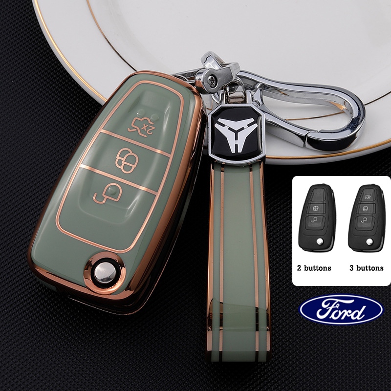 2/3 ปุ ่ ม TPU ฝาครอบกุญแจรถสําหรับ Ford Ranger/Everest key Case Keyless Smart Entry key Accessories