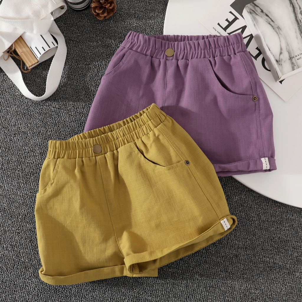 กางเกงขาสั้นเด็กผู้ชายด้านนอกสวมใส่ฤดูร้อนใหม่ผ้าฝ้ายแท้กางเกงเด็กที่เรียบง่ายและทันสมัยสําหรับเด็กกลางและใหญ่