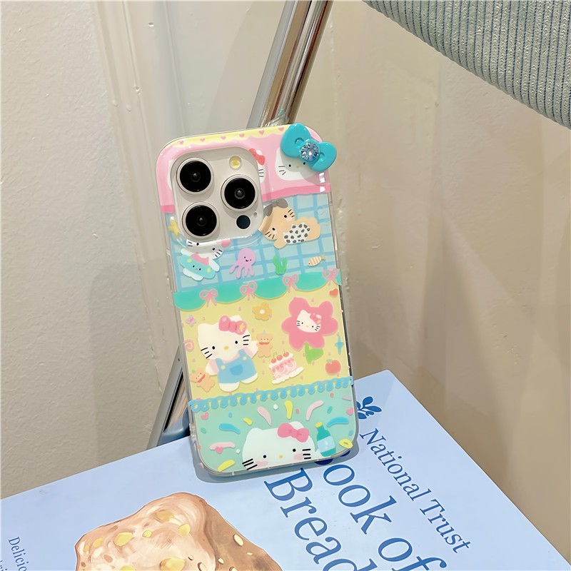 Iphone 15 pro max 14 pro max ลาย Hello Kitty splice วัสดุ TPU กระบวนการ IMD เคสโทรศัพท์พิมพ์สองชั้น