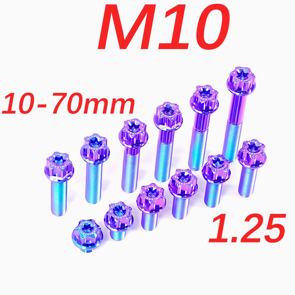 FLAWLESSTI M10X25-70 มม 1.25 Pitch น็อตคาลิปเปอร์ท่อไอเสีย สวิงอาร์ม หน้า หลัง ไทเทเนียม Honda Forza 350 Giorno 125 PCX 160 Wave 125i Yamaha Xmax 300 Tmax 560