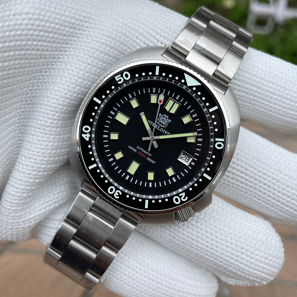 [ Steeldive ] Sd1970 V2 Men 's Automatic Mechanical Watch Sea Turtle Tribute to NH35 Movement 200m กันน ้ ํา