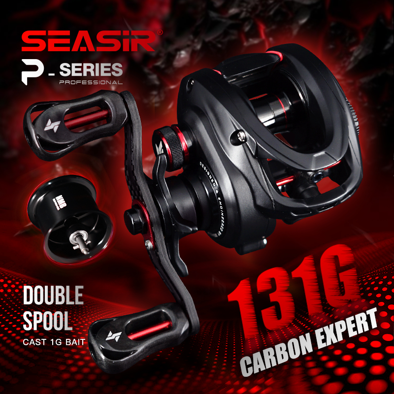 Seasir MANSORY PRO 131G Ultra Light คาร์บอนไฟเบอร์คู่ Spools Baitcasting ตกปลา Reel 7 + 1 BB 7.1:1/8.1:1Gear Ratio ลากสูงสุด 5 กก.NMB แบริ่งน้ําเค็ม