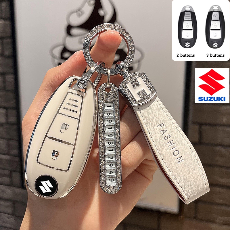 2/3 ปุ่ม TPU ฝาครอบกุญแจรถสําหรับ SUZUKI Sx4/Ertiga/Grand/Vitara/Swift/Lgnis/Kizashi/Ciaz/Celerio Keyless ผู้ถือกุญแจสมาร์ท Anti-lost หมายเลขแผ่น