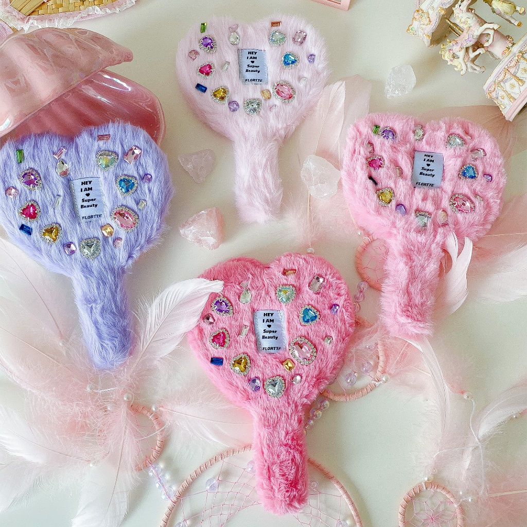 กระจกมือถือ Flotte Plush Rhinestone