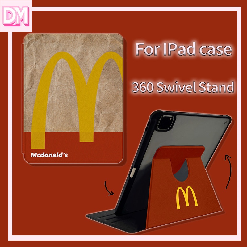 เคสไอแพด air 6 แมคโดนัลด์ Retro McDonald 's 360 ขาตั้งหมุนได้เคสไอแพด 2022/21 Apple แท็บเล็ตเคสป้องกันผู้ถือ iPad 789 รุ่น air5 ถาดปากกา pro11 นิ้วใหม่ gen 10th10.9 สไตล์ญี่ปุ่นและเกาหลี