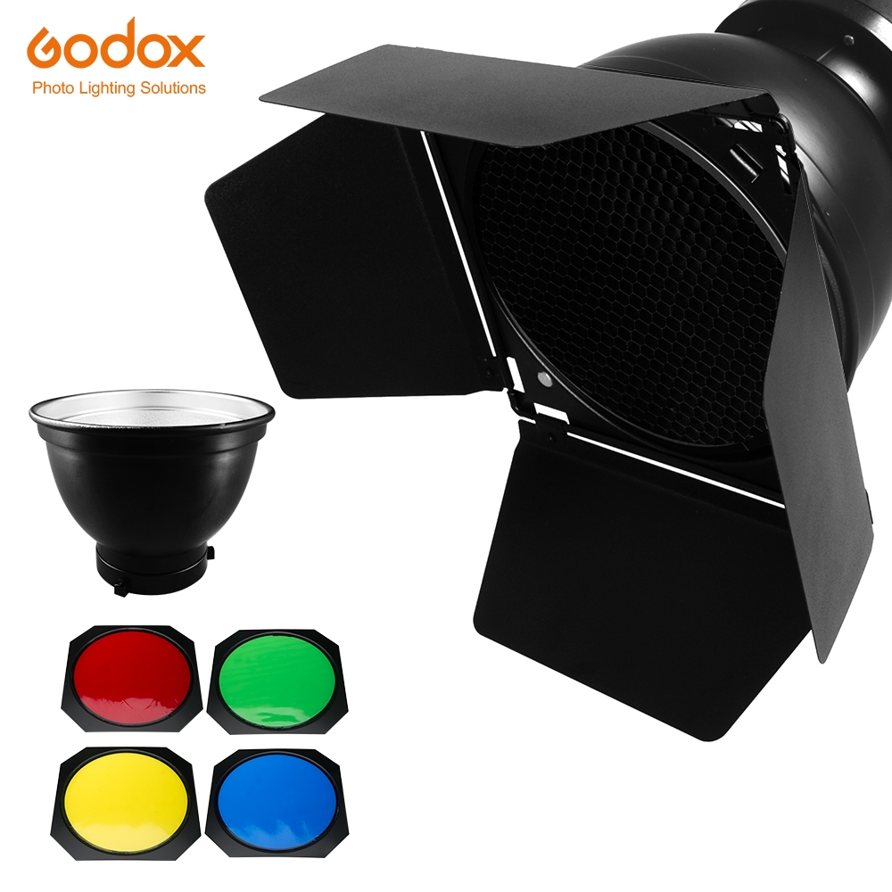 Godox BD-04 Barn Door Honeycomb Grid 4 สีกรอง + Bowens Mount Reflector