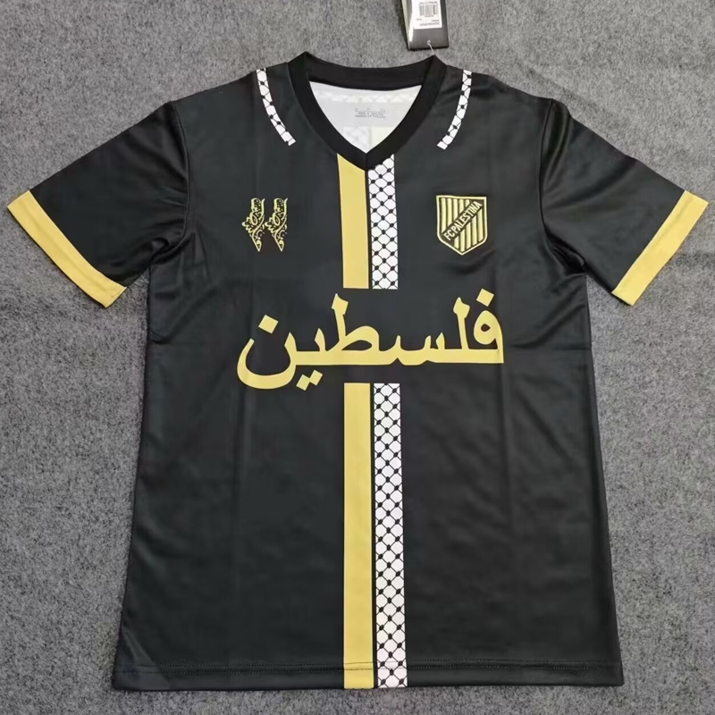 2024 Palestine People Football Jersey เสื ้ อฟุตบอลผู ้ ชายเสื ้ อยืดฟุตบอลสีดํา S-XXL