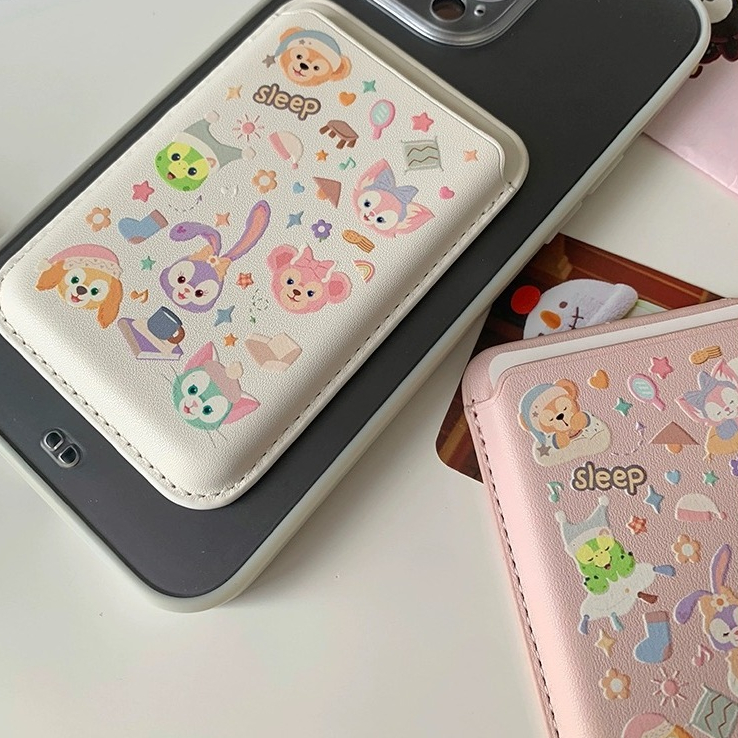 สีชมพูสตรอเบอร ์ รี ่ น ่ ารักรูปแบบสุนัขจิ ้ งจอกกระเป ๋ าสตางค ์ ผู ้ ถือบัตรสําหรับiPhone15promax 14 14promax 14proกรณีนุ ่ ม