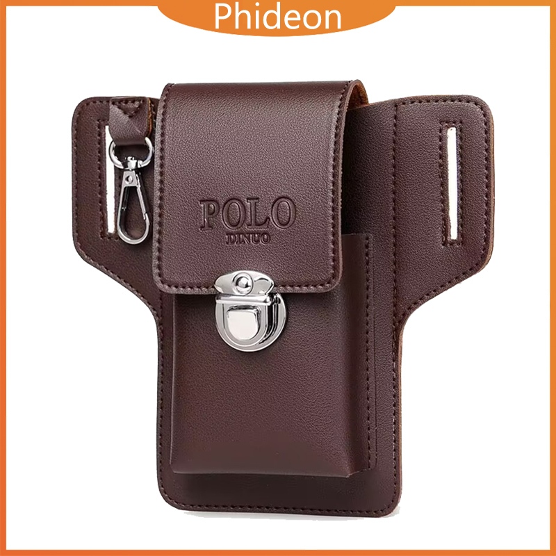 Phideon พิเดออน ผู้ชายหนังผู้ถือบัตร ฉ แอนนี่ กระเป๋าคาดเอวชายโทรศัพท์มือถือเข็มขัดกระเป๋าแนวตั้งประเภทพวงกุญแจ